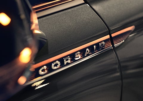 The stylish chrome badge reading “CORSAIR” is shown on the exterior of the vehicle. | Eby Lincoln in Goshen IN