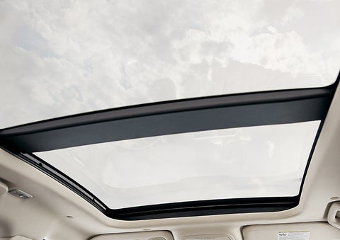 The available panoramic Vista Roof® is shown from inside a 2023 Lincoln Corsair® SUV. | Eby Lincoln in Goshen IN