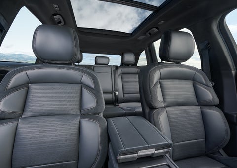 The spacious second row and available panoramic Vista Roof® is shown. | Eby Lincoln in Goshen IN